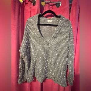 Fantastic Fawn Speckled Gray V-Neck Sweater